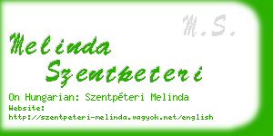 melinda szentpeteri business card