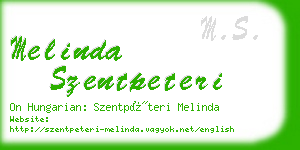 melinda szentpeteri business card